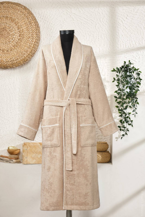 Халат махровый бамбуковый женский Zeron бежевый