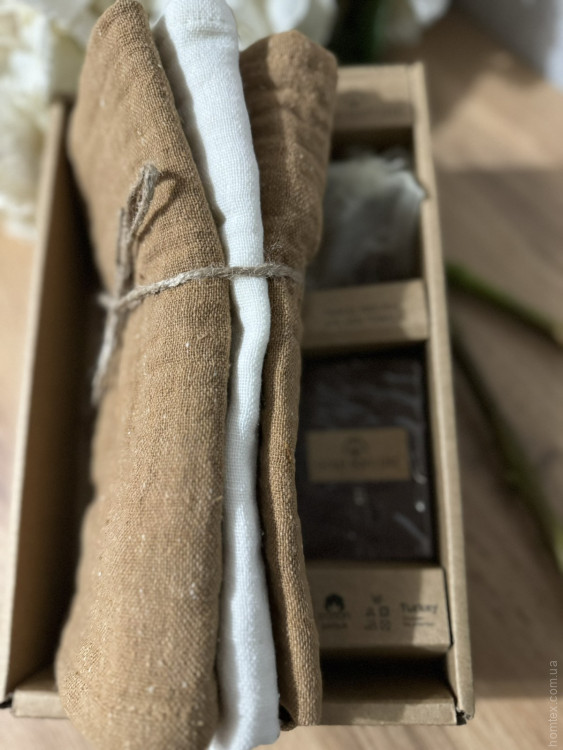 Подарочный набор Gold Soft Life Полотенца 40×60 см из 3-х шт. + мыло + мешок с лавандой, модель 4