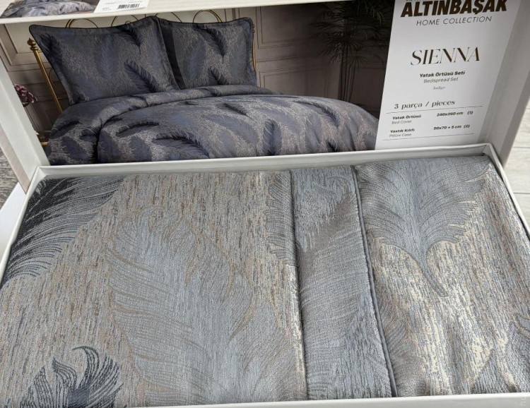 Покрывало жаккардовое Altinbasak Sienna Indigo 240x260  см  с наволочками 50х70 см