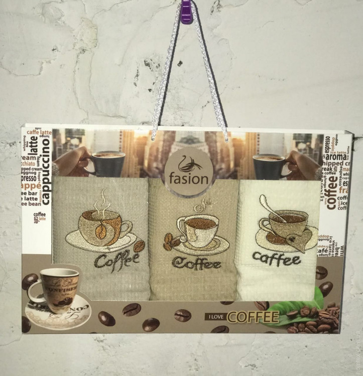 Набор кухонных полотенец Swan Fasion I Love Coffee V01 40x60 см (3 шт)