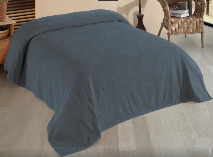 Простынь махровая Uniko crown home 220x240 см Сердечки темно-серая