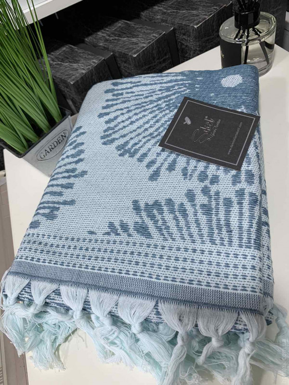 Полотенце Pestemal Sikel Liya 100x150 см серо-синее