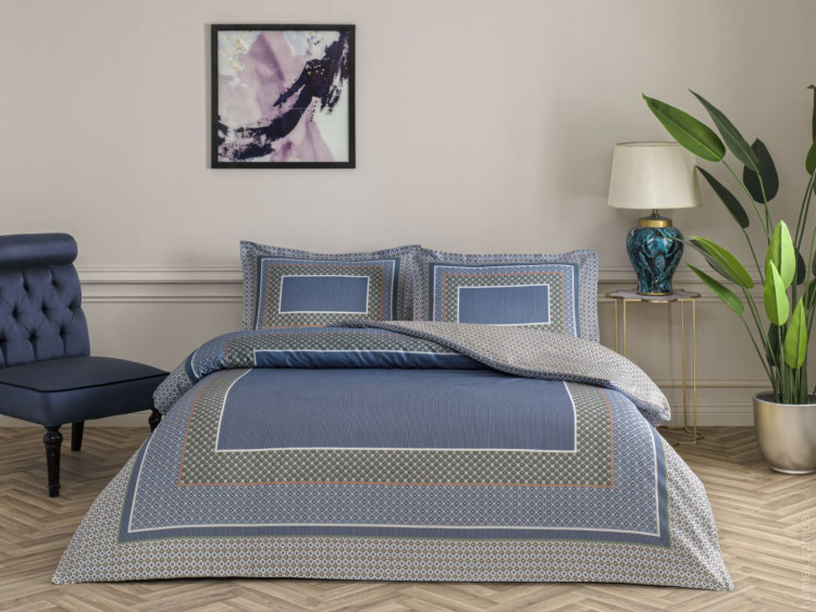 Постельное белье TAC Serenya mavi cатин евро