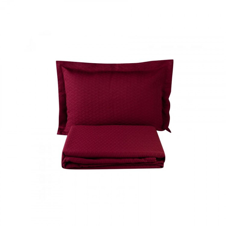 Покрывало с наволочками Karaca Home - Charm bold bordo бордовое 160х240 см
