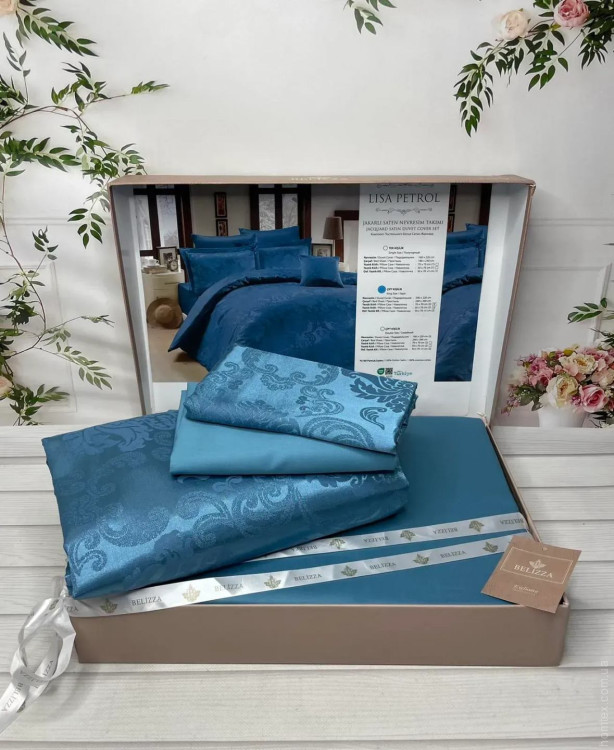 Постільна білизна Belizza Lisa Petrol сатин-жаккард євро