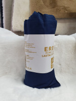 Сатиновая простынь с наволочками на резинке Erenay 160x200+30 см темно-синяя