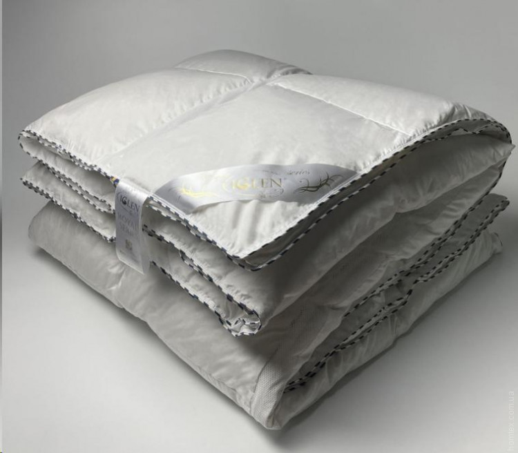Одеяло Iglen Royal Series 100% серый пух климат-комфорт кассетное зимнее 200х220 см