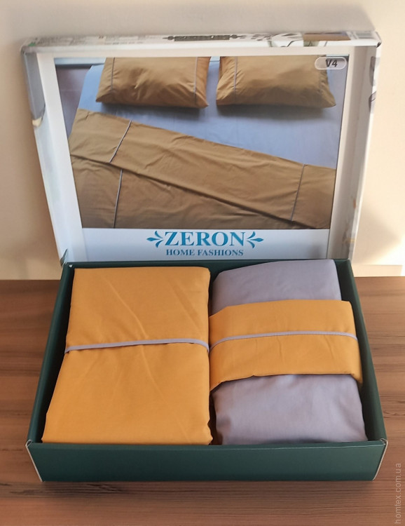 Постільна білизна Zeron ранфорс гірчична (модель 3) євро (простирадло 180х200 + 30 см)
