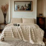 Плед - Покрывало Home Textile Sable Полоска 200x230 см с искусственного меха бежевый