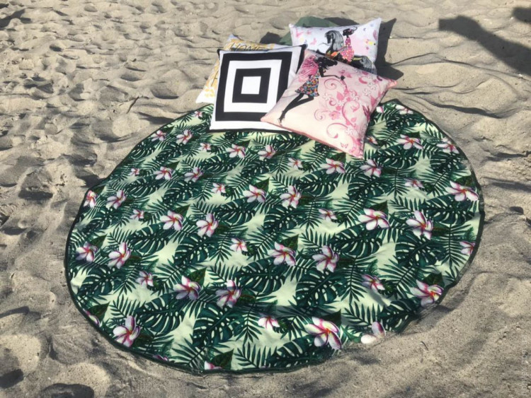 Круглое пляжное полотенце Махра/велюр. 150х150см., Tropic