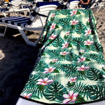 Круглое пляжное полотенце Махра/велюр. 150х150см., Tropic