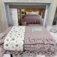 Постільна білизна з піке - кокривало Nil Home лілове євро