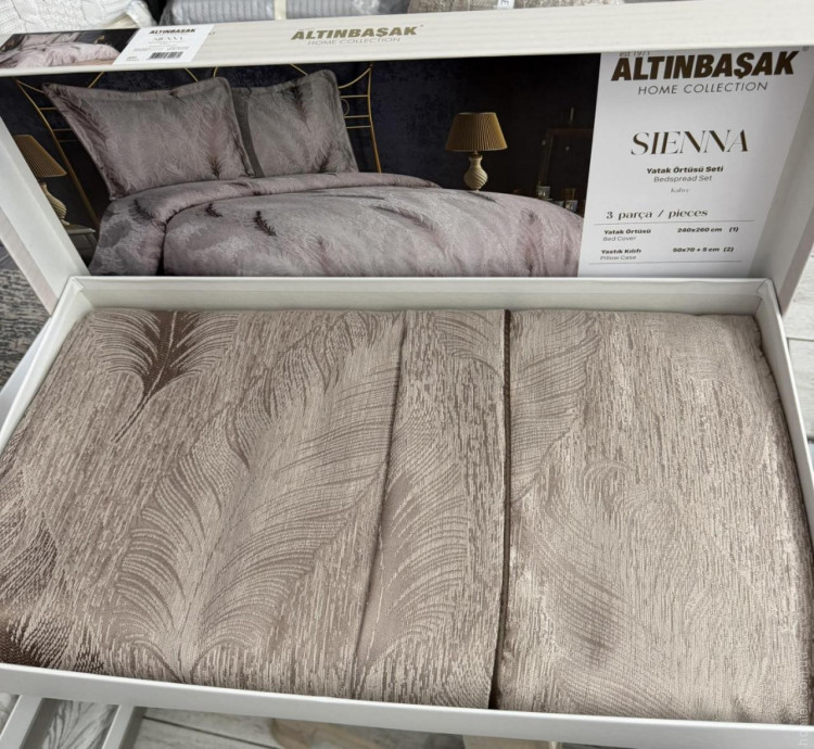 Покрывало жаккардовое Altinbasak Sienna kahve 240x260  см  с наволочками 50х70 см