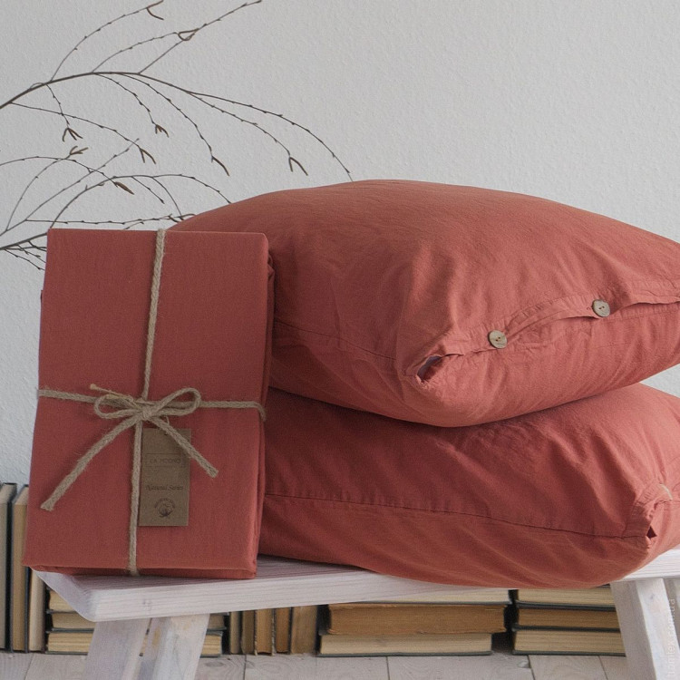 Набор простынь La Modno 160x200+30 см на резинке с наволочками 50х70 см Stonewashed Terra cotta