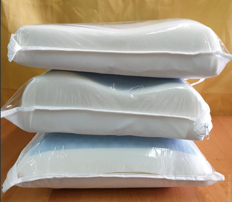 Ортопедическая подушка мемори с охлаждающим гелем Zeron Memory Foam +Cold Gel прямоугольная с двумя валиками