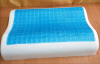 Ортопедична подушка меморі з гелем, що охолоджує Zeron Memory Foam +Cold Gel прямокутна з двома валиками