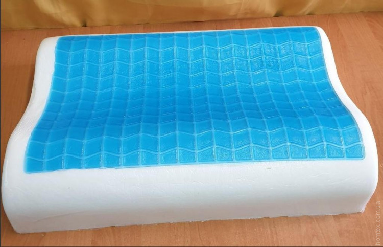 Ортопедична подушка меморі з гелем, що охолоджує Zeron Memory Foam +Cold Gel прямокутна з двома валиками