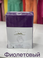Простынь на резинке с наволочками Massimo Moneli сатин-страйп фиолетовая 160х200 +30 см 