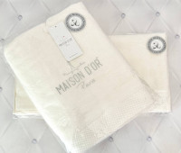 Набір махрових рушників Maison dor Artemis з 2-х штук 50x100 см + 85x150 см молочні