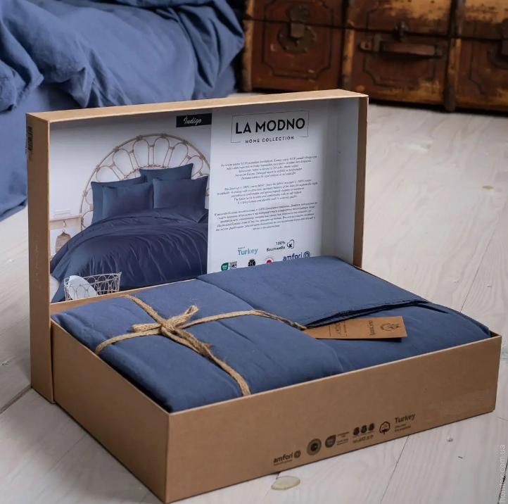 Постільна білизна La Modno Dark Blueberry Stonewashed полуторна