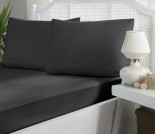 Простынь сатиновая на резинке First choice antracite 160x200+30 см с наволочками