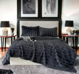 Плед - Покрывало Home Textile Sable Полоска 200x230 см с искусственного меха серый