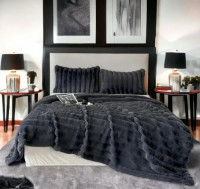 Плед - Покрывало Home Textile Sable Полоска 200x230 см с искусственного меха серый