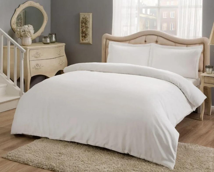 Постільна білизна TAC Basic white сатин євро максі