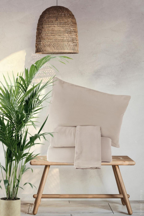 Муслинова постільна білизна Zeron світло-бежева євро