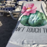 Круглое пляжное полотенце Махра/велюр. 150х150см., Kaktus
