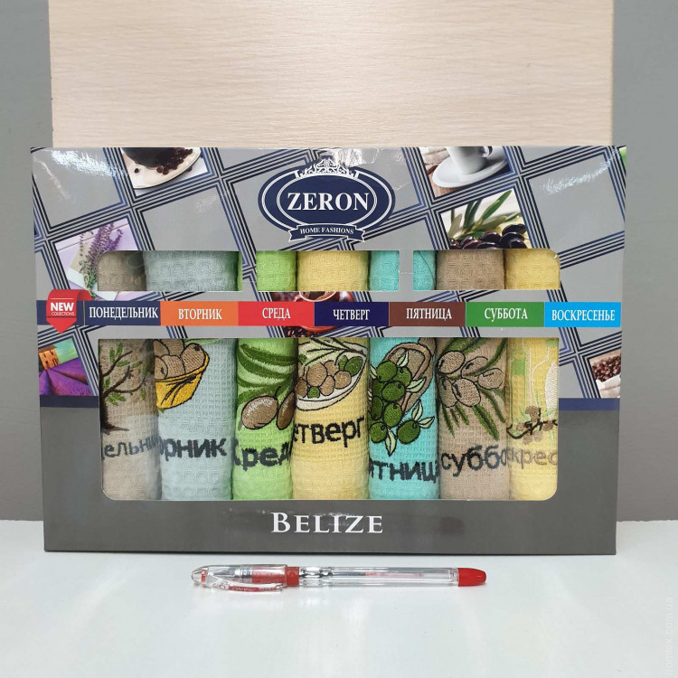 Набір вафельних рушників для кухні Zeron з 7-ми штук 40x60 см, модель 13