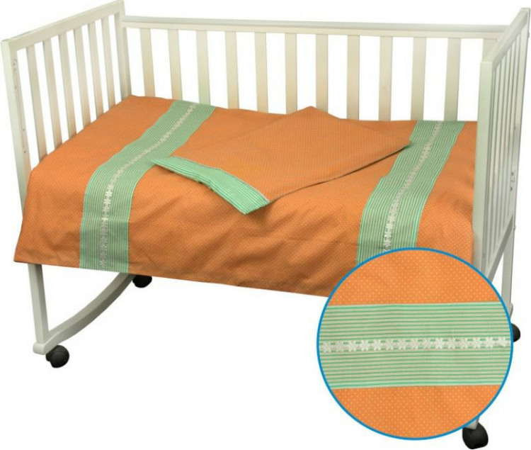 Постельное белье в детскую кроватку Руно "Веселый горошек" оранжевый