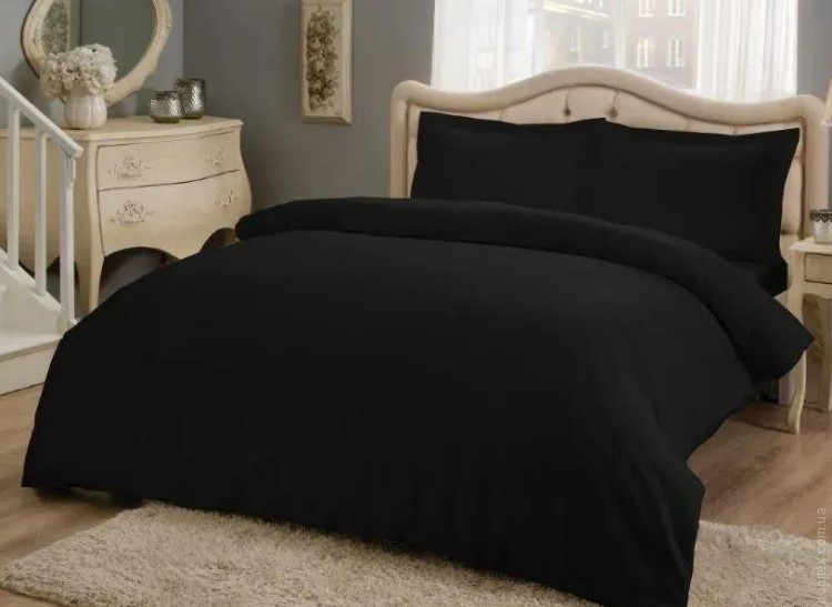 Постільна білизна TAC Basic Black сатин євро максі