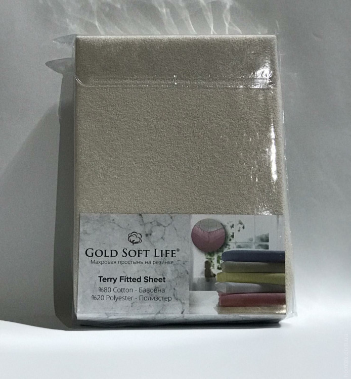 Простынь махровая на резинке Gold Soft Life Terry Fitted Sheet 160х200 см молочная