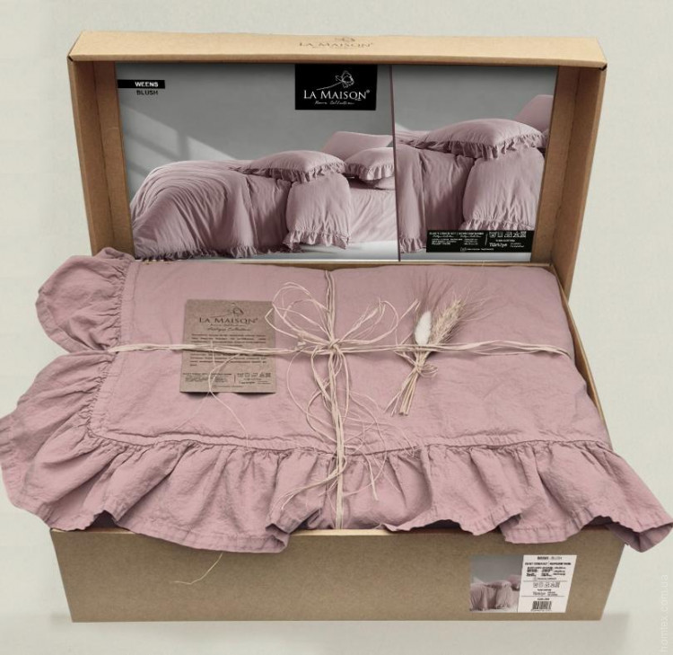 Постельное белье вареный хлопок La Maison Weens blush с рюшами евро