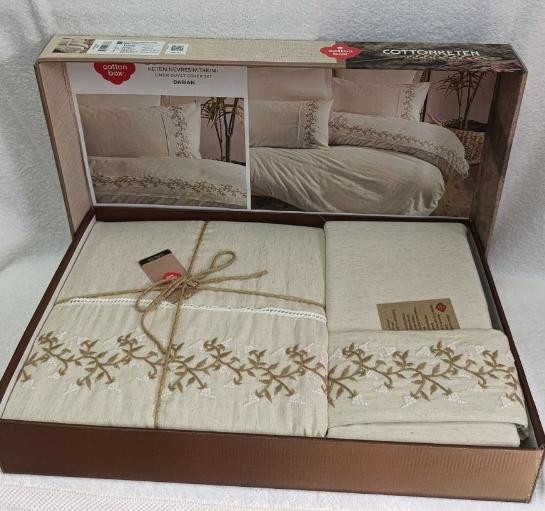 Постельное белье Cotton Box Darian евро с вышивкой