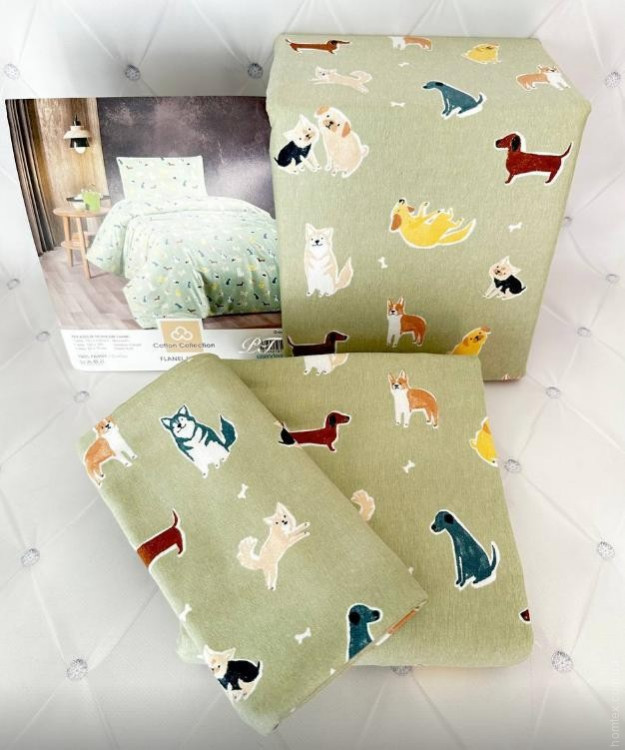 Постельное белье Cotton Collection фланель модель 43 полуторное
