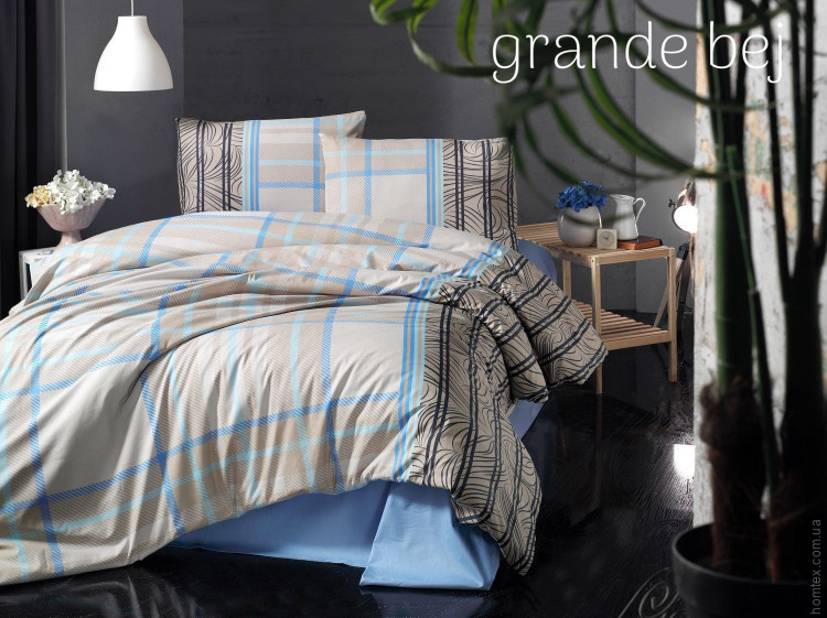 Постільна білизна Altinbasak Grande bej ранфорс євро