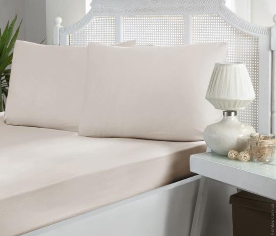 Простирадло сатинова на резинці First choice champagne 160x200+30 см з наволочками