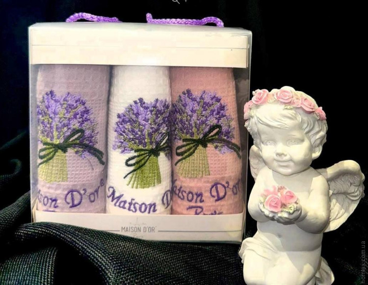 Набор кухонных вафельных полотенец с вышивкой Maison Dor из 6-ти штук 50х70 см, модель 5