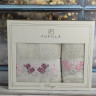 Набор махровых полотенец Pupilla из 2-х штук 50х90 см + 70х140 см с 3Д вышивкой, модель 33