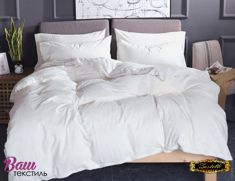 Постельное белье Zastelli 74 серый горох на белом поплин полуторное