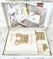 Постельное белье Tivolyo Home Lovely Bear для новорожденных розовое
