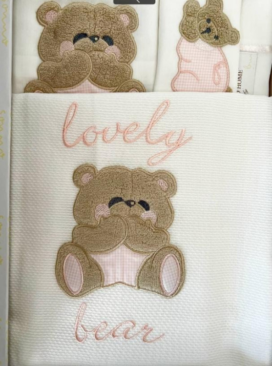 Постельное белье Tivolyo Home Lovely Bear для новорожденных розовое