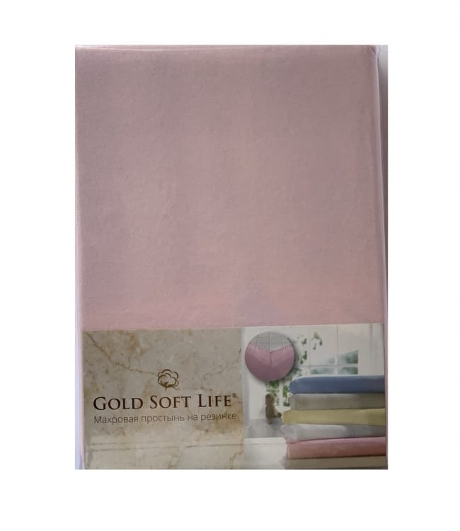 Простынь трикотажная на резинке Gold Soft Life Terry Fitted Sheet 180х200 см светло-розовая