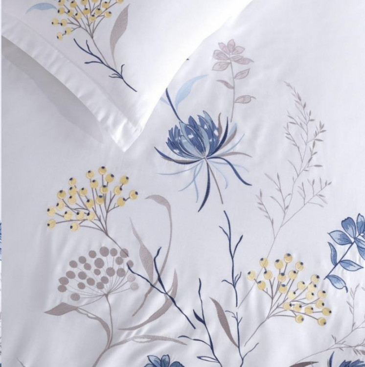Постільна білизна Dantela Vita Nilufer white (біла) сатин делюкс з вишивкою євро