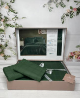 Постільна білизна Belizza Square Green сатин-жаккард євро
