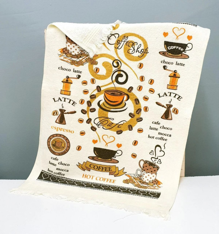 Кухонные полотенца Beyza Велюр/Махра Coffee 40x60 см 12 шт.