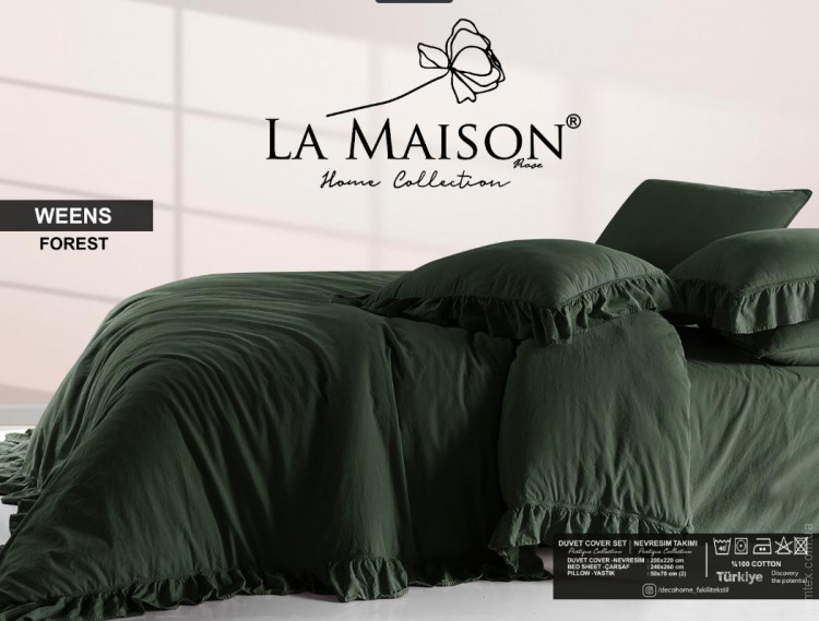 Постельное белье вареный хлопок La Maison Weens forest с рюшами евро