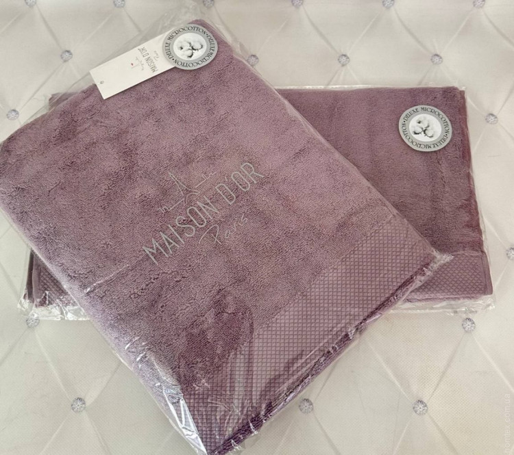 Набір махрових рушників Maison dor Artemis з 2-х штук 50x100 см + 85x150 см фіолетові Набір махрових рушників Maison dor Artemis з 2-х штук 50x100 см + 85x150 см фіолетові